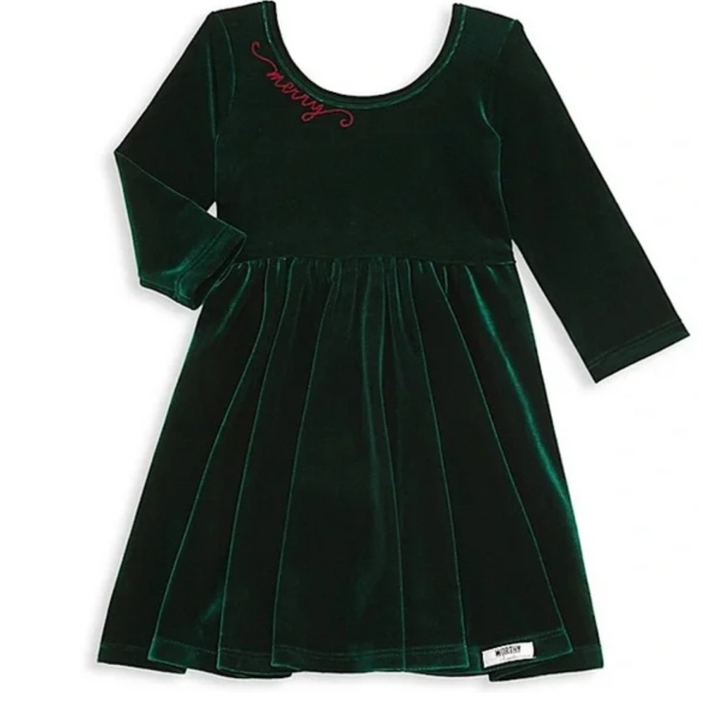 Worthy Kids Emerald Velvet “Merry” Dress Sz 3 years Holiday Christmas Dress